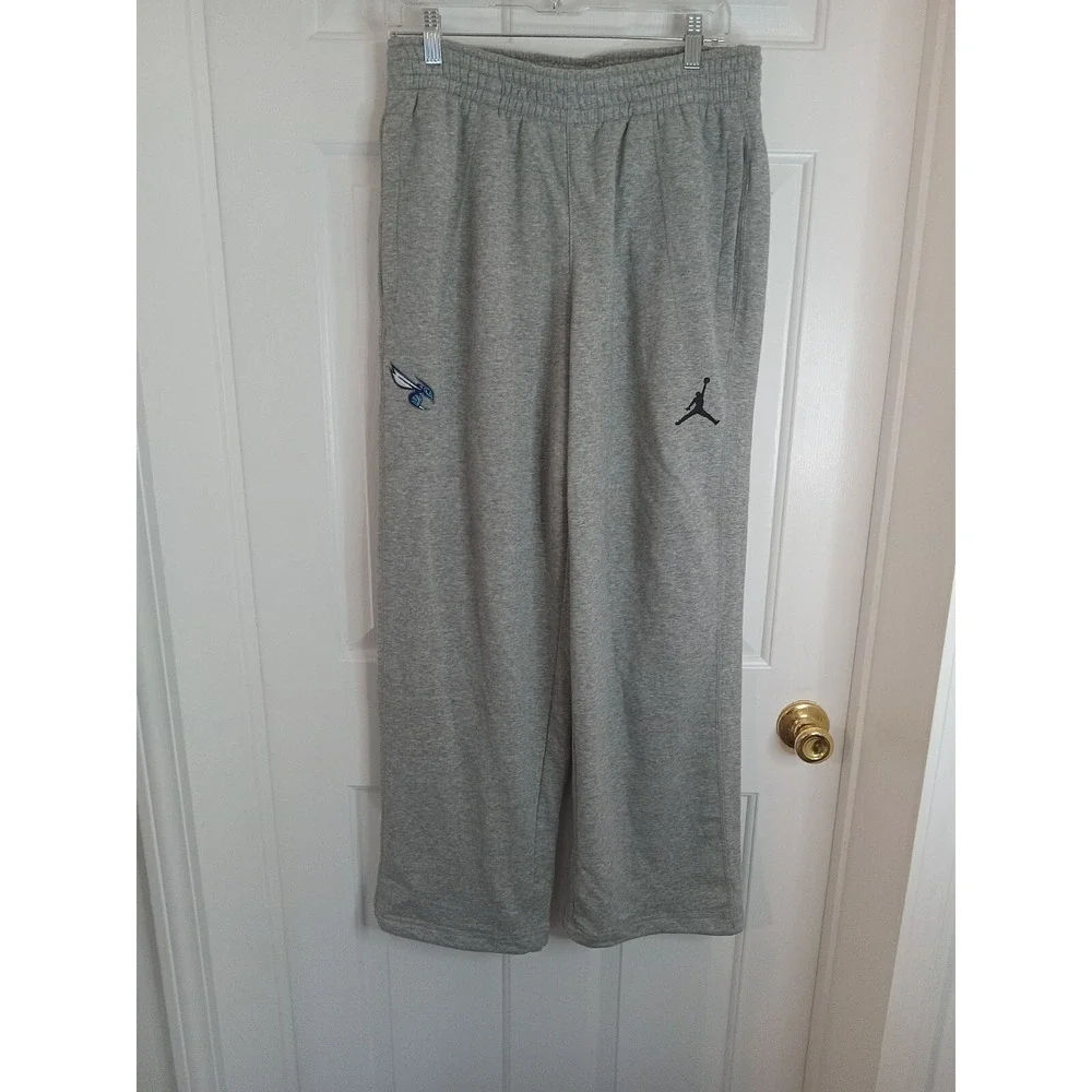 Jordan Pants Mens Med Grey Charlotte Hornets Basketball Sweatpants Joggers Draw